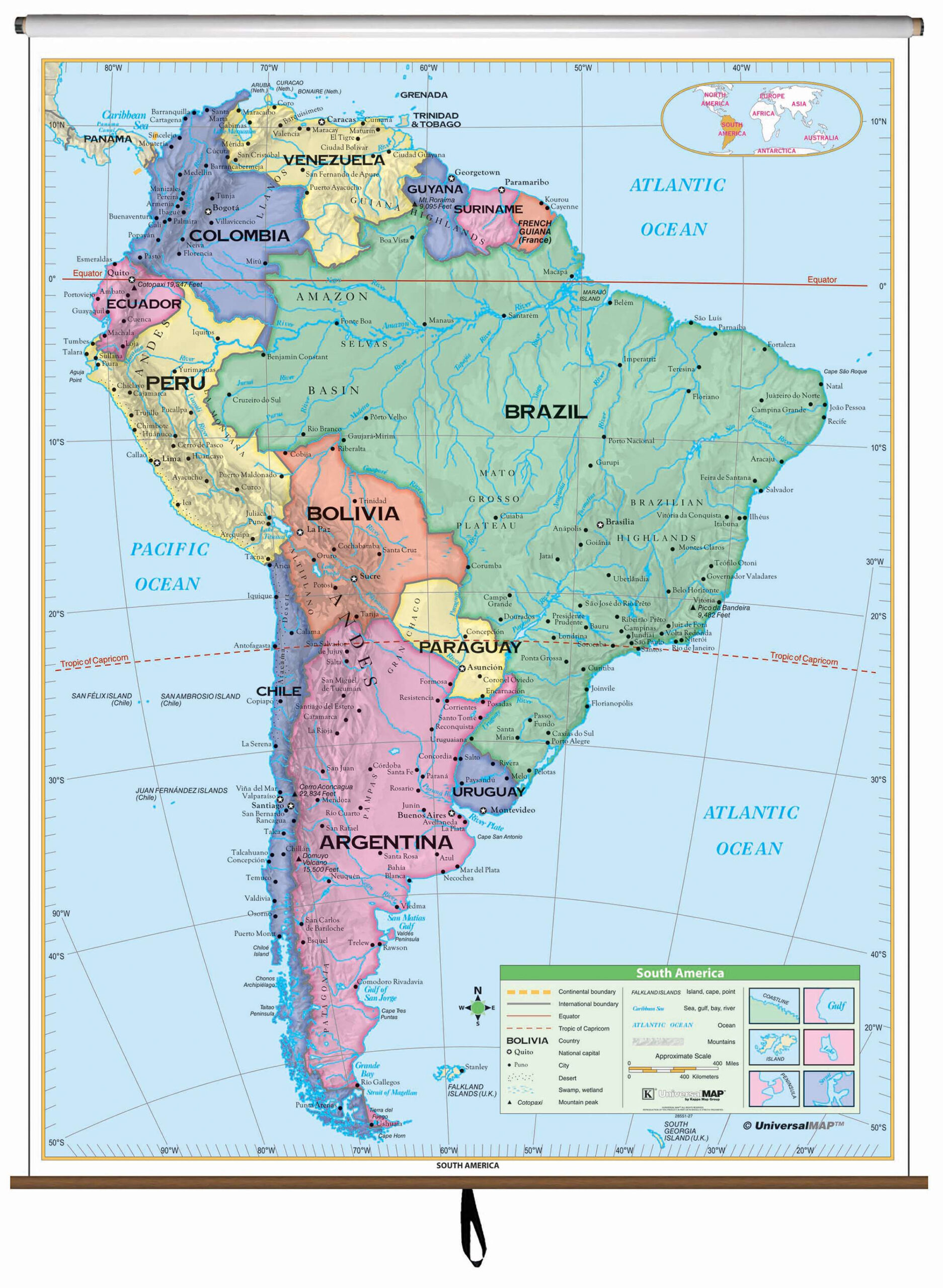 South America Essential Classroom Wall Map KAPPA MAP GROUP