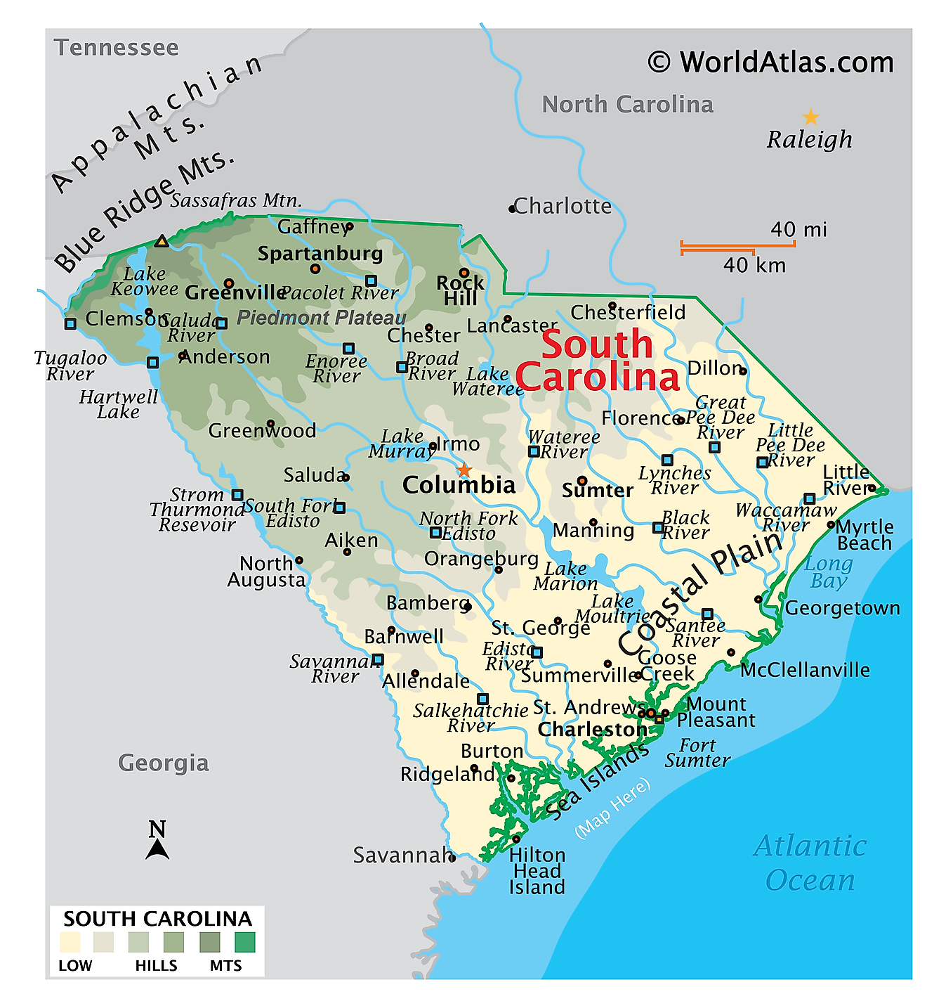 South Carolina Maps Facts World Atlas