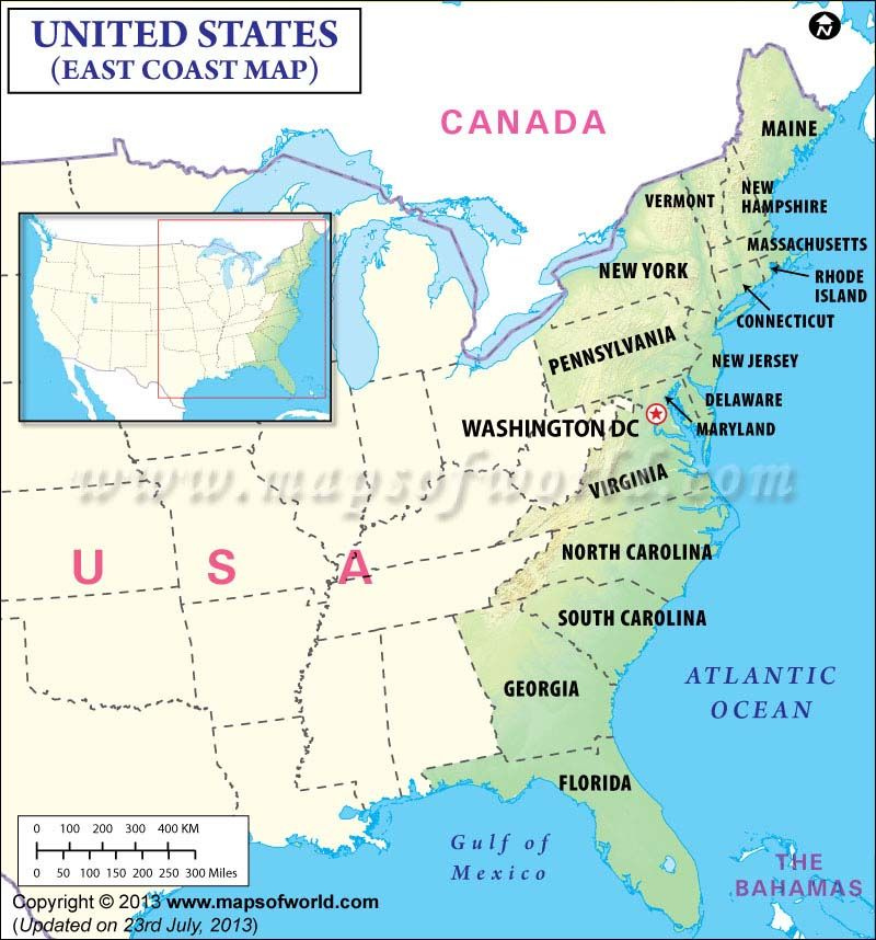 States On The East Coast East Coast Usa East Coast Map East Coast 