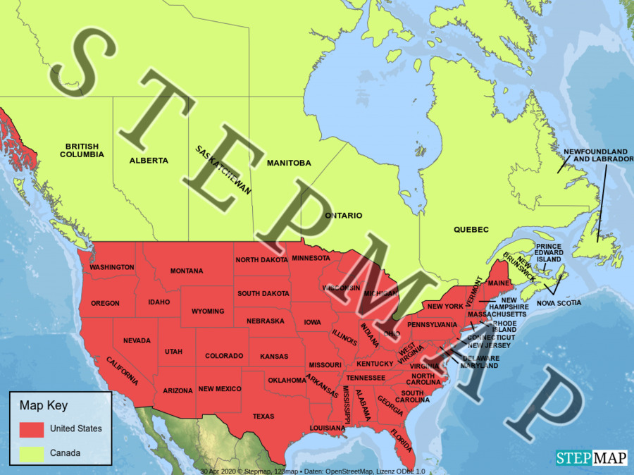 StepMap Map 1 US And Canada Landkarte F r USA