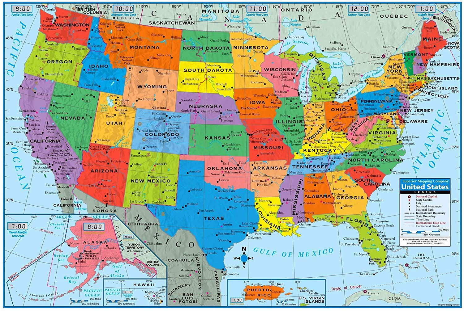 Superior Mapping Company United States Poster Size Wall Map 40 X 28 