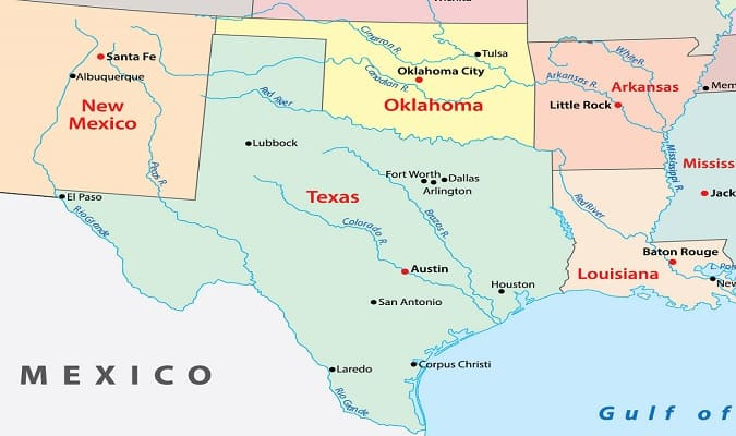 Texas Mapa EUA Destinos