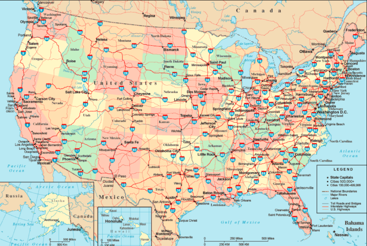 Map Of USA With Freeways