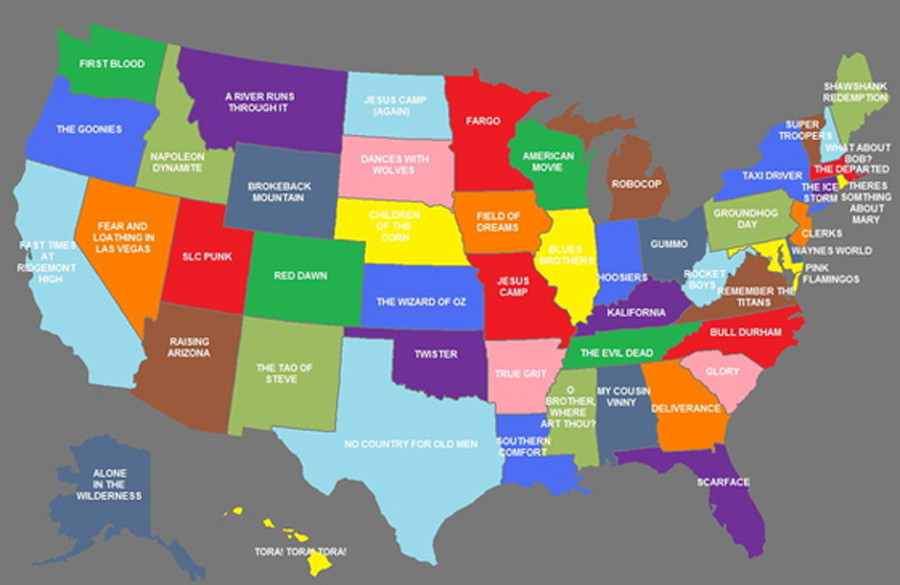 The United States Of Movies Map Assigns A Flick To Every State 