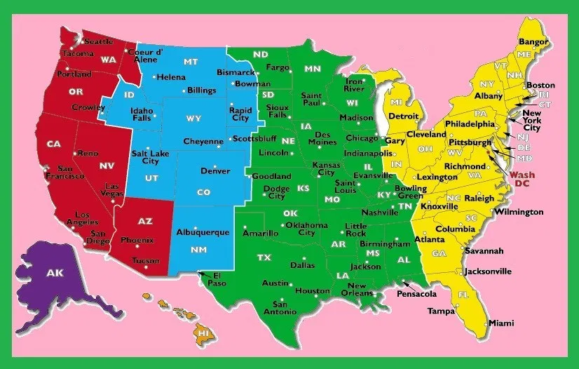 Time Zone Map USA With Cities Printable Map Of USA Time Zone Map USA With Cities Printable Map Of USA