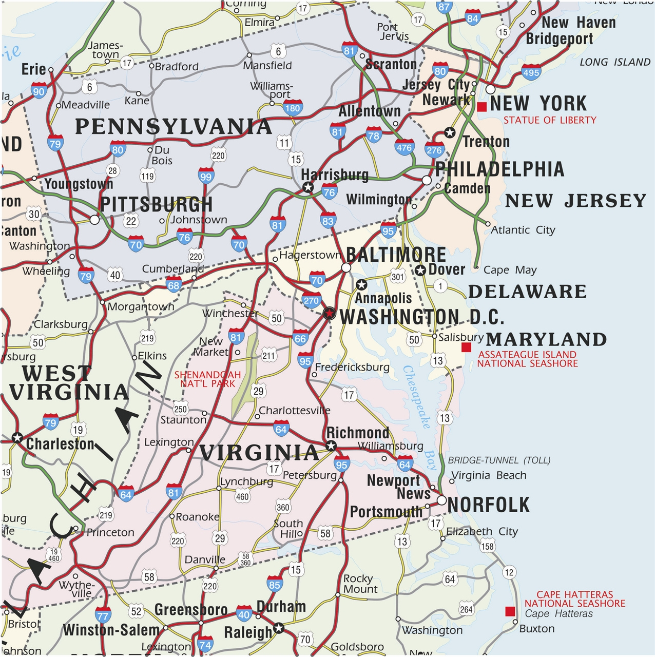 TheMapStore USA Highway Wall Map Blue Ocean