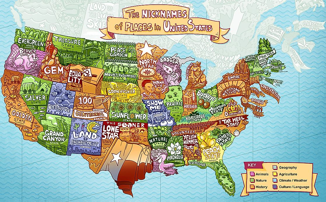 This Map Reveals The Nickname Of Every State And Province WorldAtlas