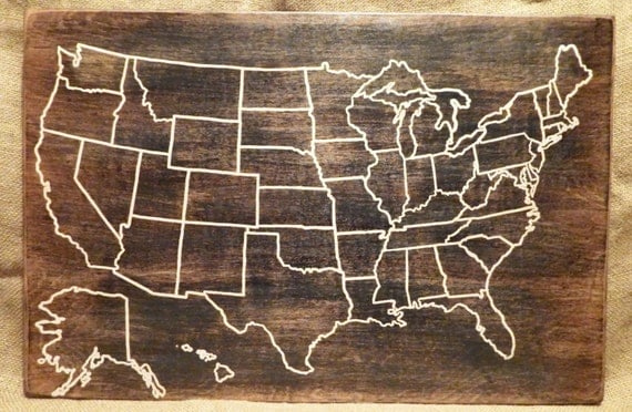 Travel Map US Wood Map USA Travel Map Personalized Pin