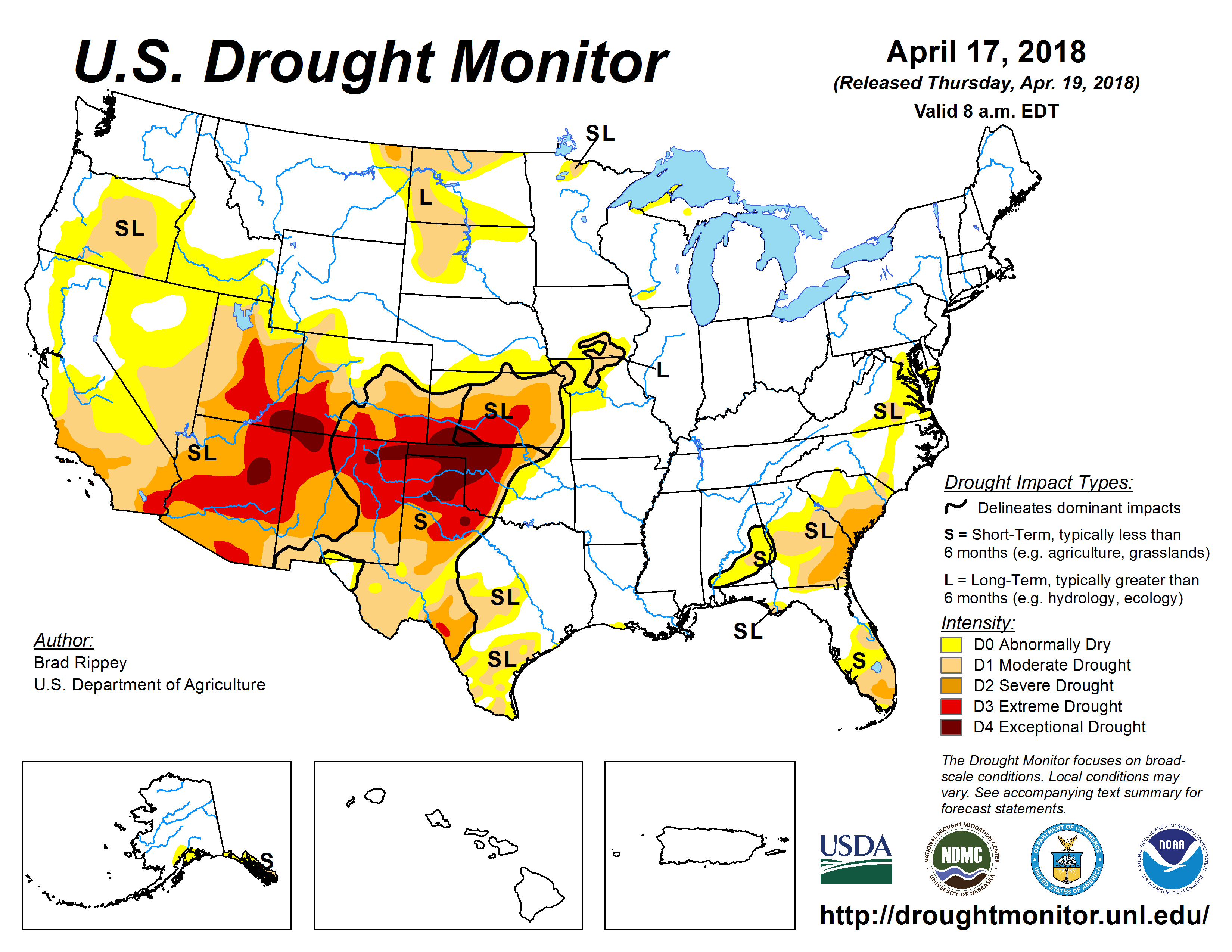 U S Drought Monitor Update For April 17 2018 National Centers For 
