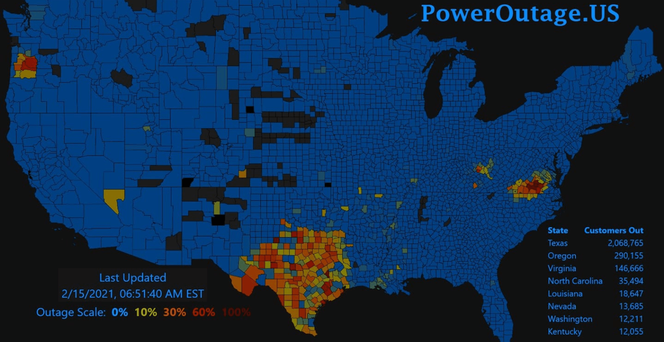 U S Power Outages During The February 2021 Winter Storm