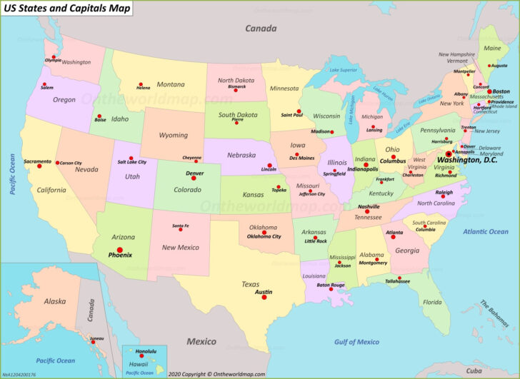 Map Of USA With States And Capitals