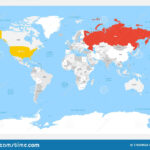 United States And Russia Highlighted On Political Map Of World Vector