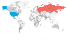 United States And Russia Highlighted On Political Map Of World Vector