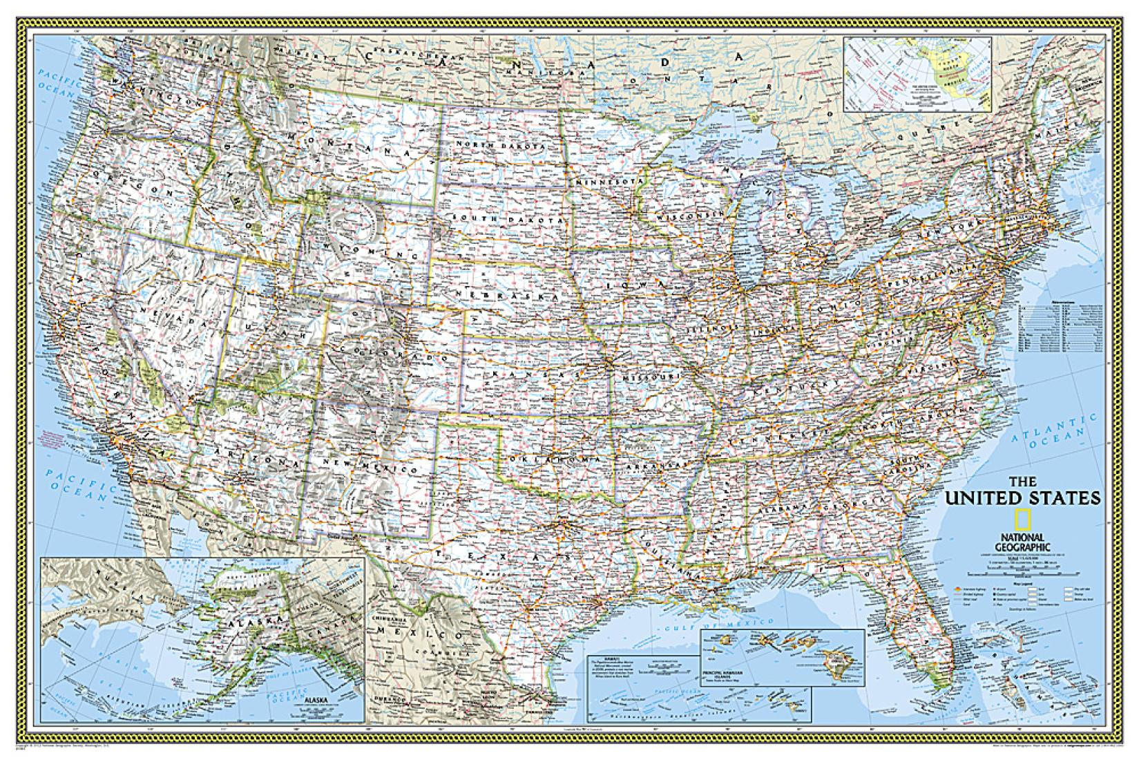 United States Classic Poster sized Sleeved By National Geographic Maps