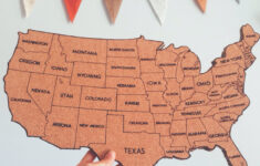 United States Corkboard Map With State Names USA Cork Map Hand