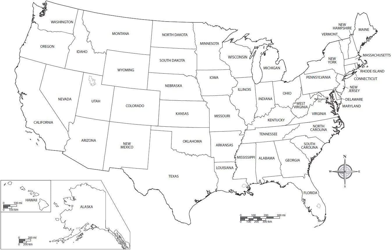 United States Map Black And White Map Of The World