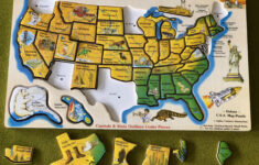 United States Of America Wooden Puzzle Puzzle Lights Traditional