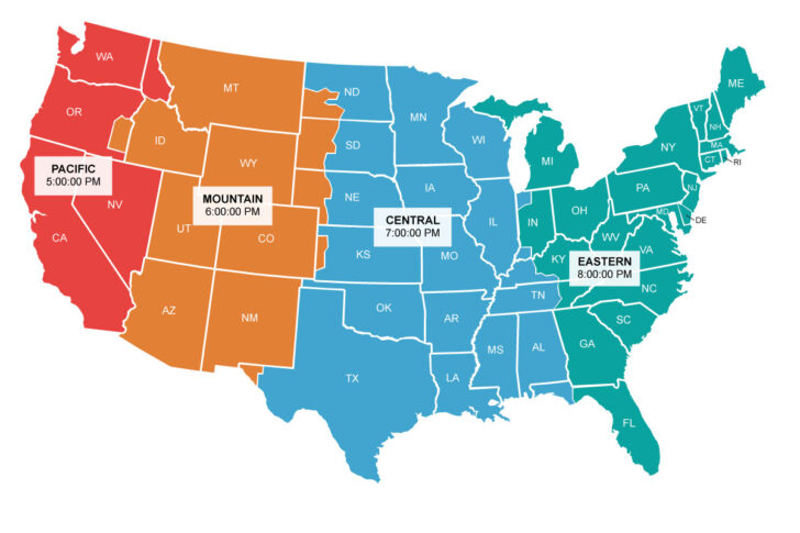 Timezones Map USA