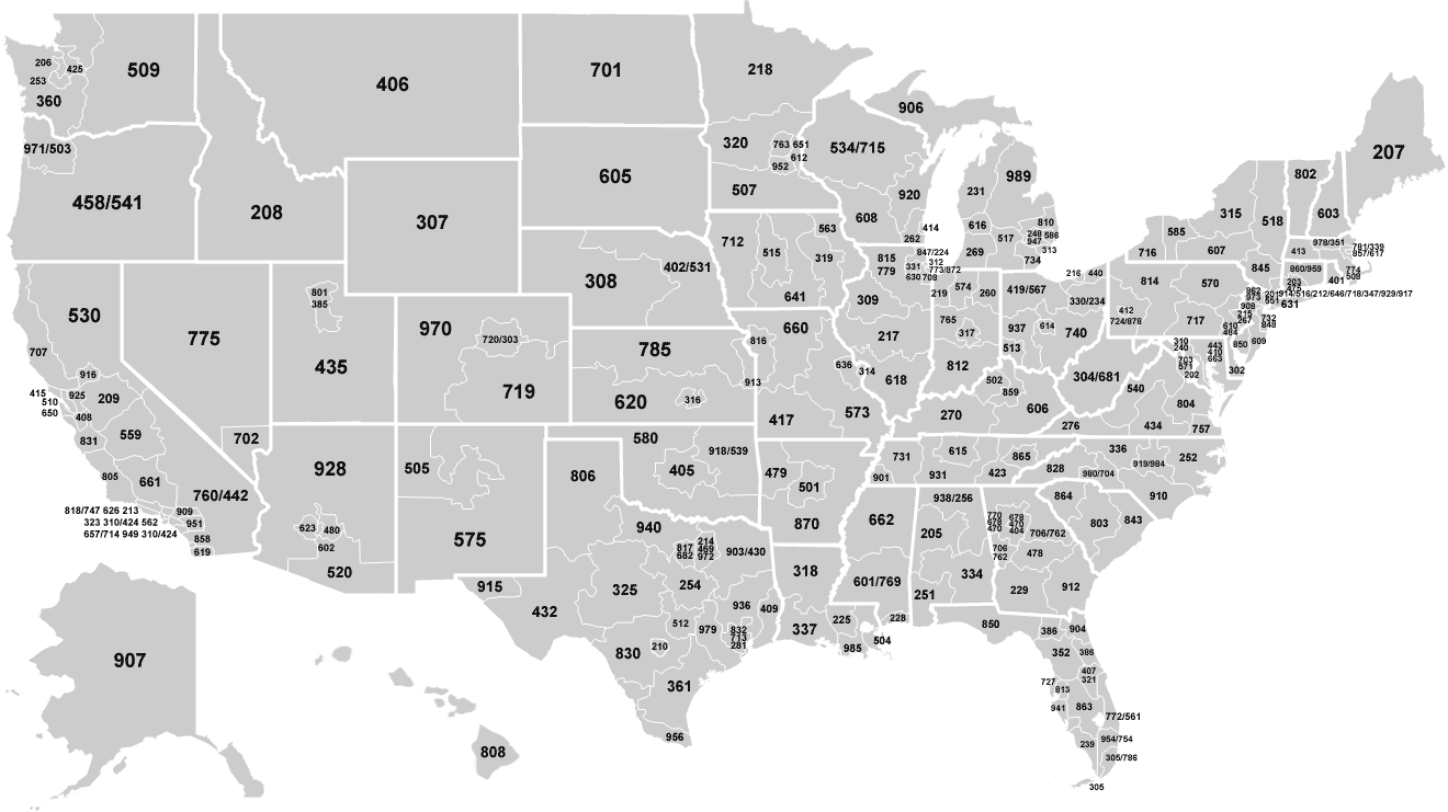 Us Area Code Map CYNDIIMENNA