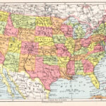 US Map 1950s Vintage United States Map US Wall Map Travel Map