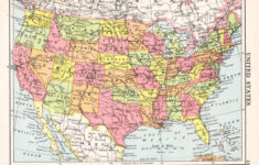 US Map 1950s Vintage United States Map US Wall Map Travel Map