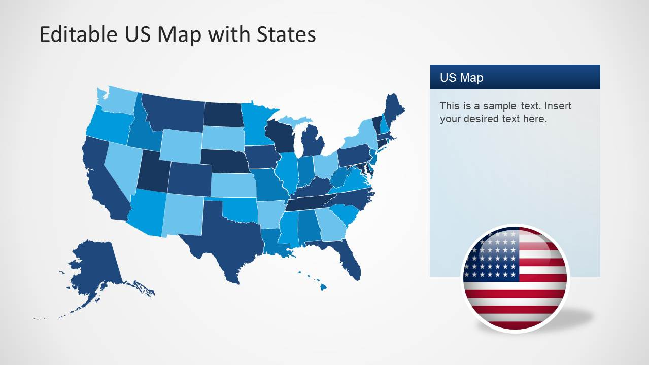 US Map Template For PowerPoint With Editable States SlideModel