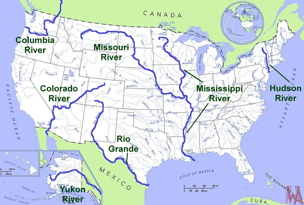 Us Map With Rivers Labeled