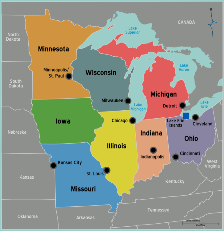 Map Of Mid West USA