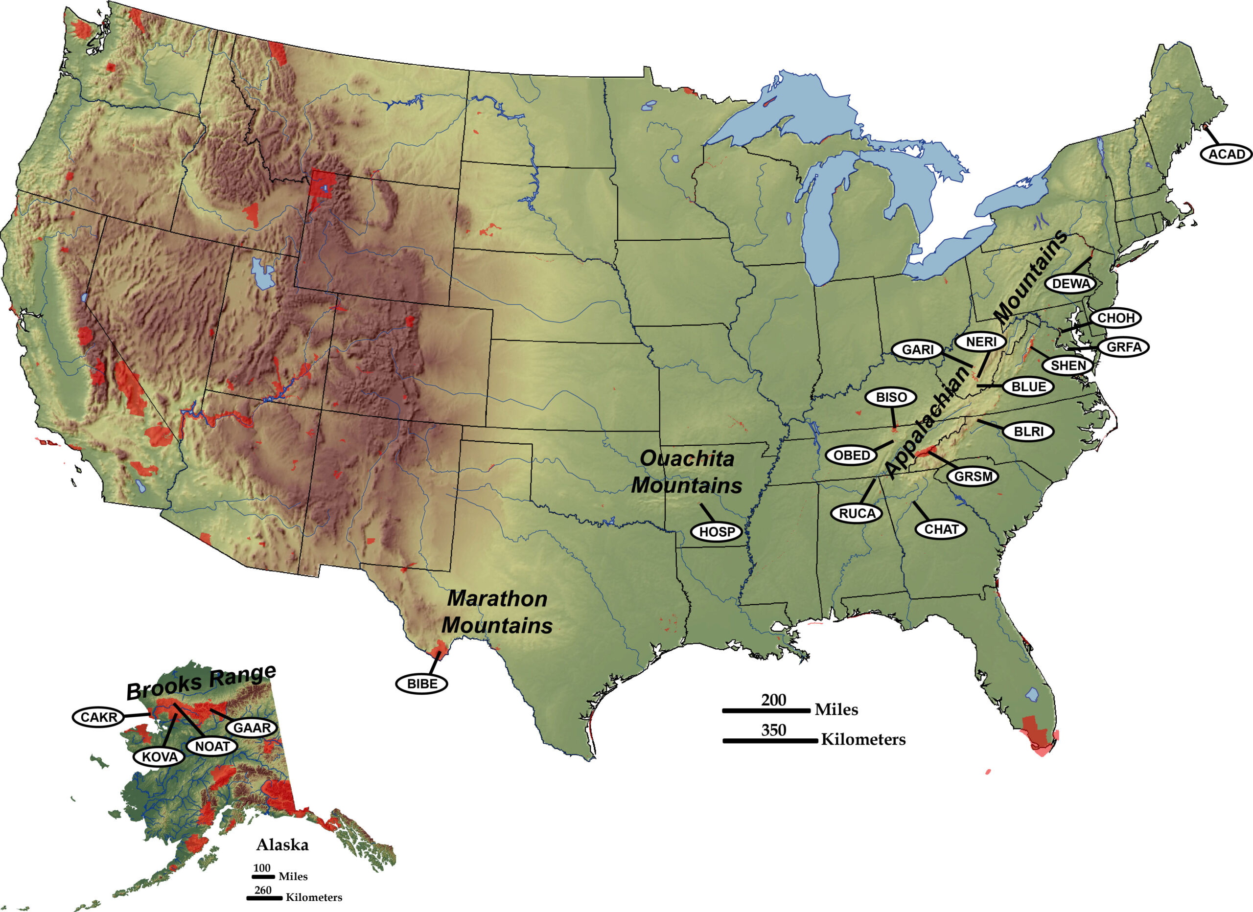 Us Mountain Ranges Map From Nps 7 Railwaystays