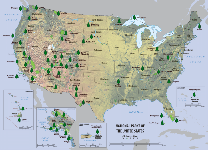 National Parks In USA Map