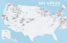 US Ski Resorts Map 24x36 Poster Ski Area Ski Resort Skiing