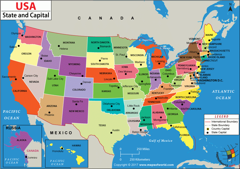 USA Map With Capitals | Printable Map Of USA