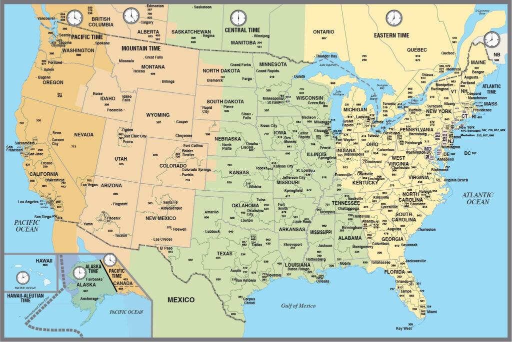 Area Codes USA Map | Printable Map Of USA