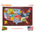USA Detailed Map License Plate Style Vinyl Sticker At Retro Planet