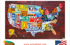 USA Detailed Map License Plate Style Vinyl Sticker At Retro Planet