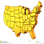 USA Gold Map 3D Stock Illustration Image Of