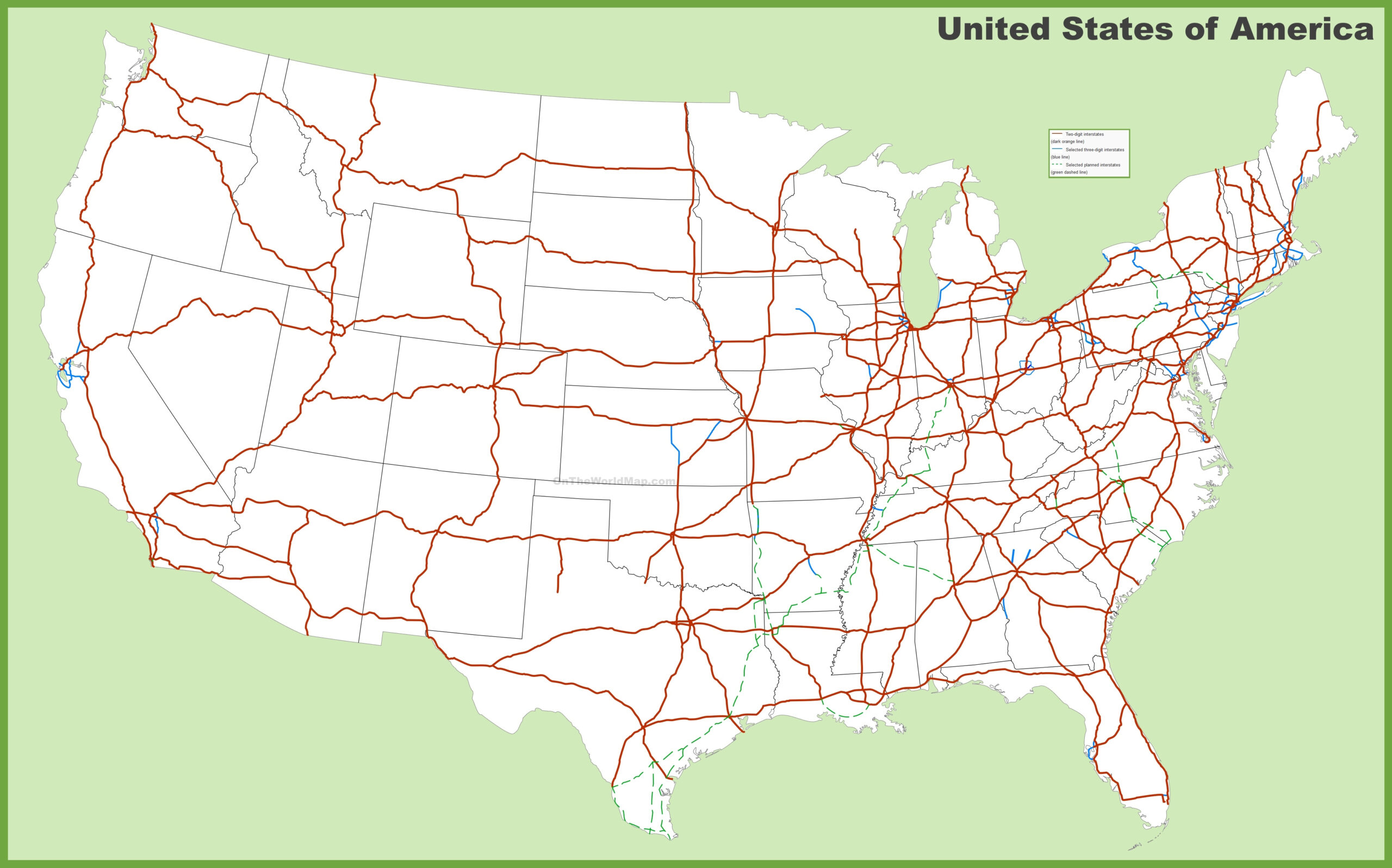 USA Interstates Map