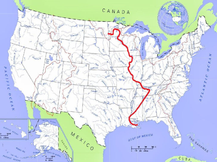 Map Of USA With Mississippi River