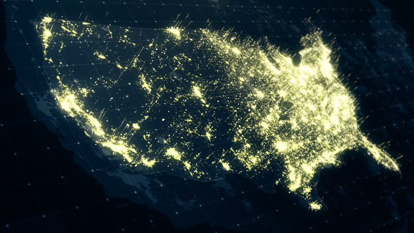 Usa Map Night Lighting Animation Stock Footage Video 100 Royalty 