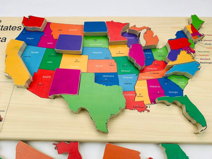 Wooden Puzzle Map Of USA
