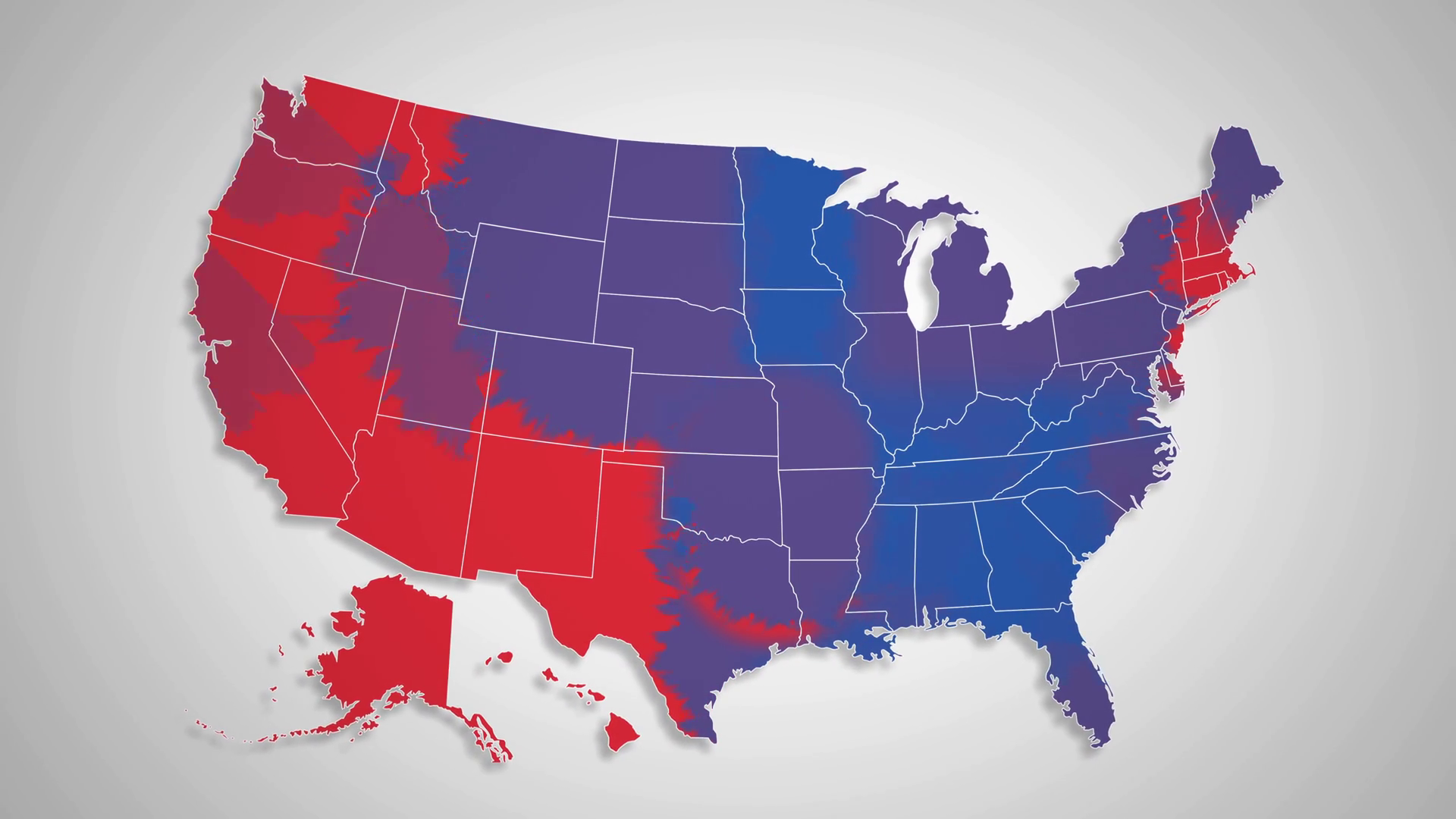 USA Map Red States Changing To Blue States Motion Background 
