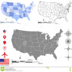 USA Map Vector Outline With Scales Of Miles And Kilometers In Different