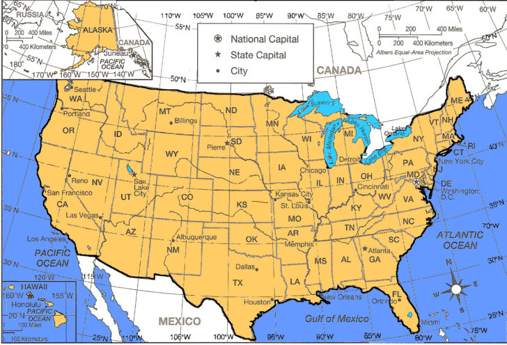 Map Of USA With Latitude Lines