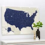 USA Push Pin Travel Map Navy Blue Detailed Push Pin Travel Maps