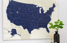 USA Push Pin Travel Map Navy Blue Detailed Push Pin Travel Maps