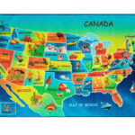 USA United States Map Educational Learning Game Non Skid Backing High