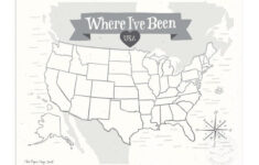 Where I ve Been USA Map Stone Gray Illustrated Art Print