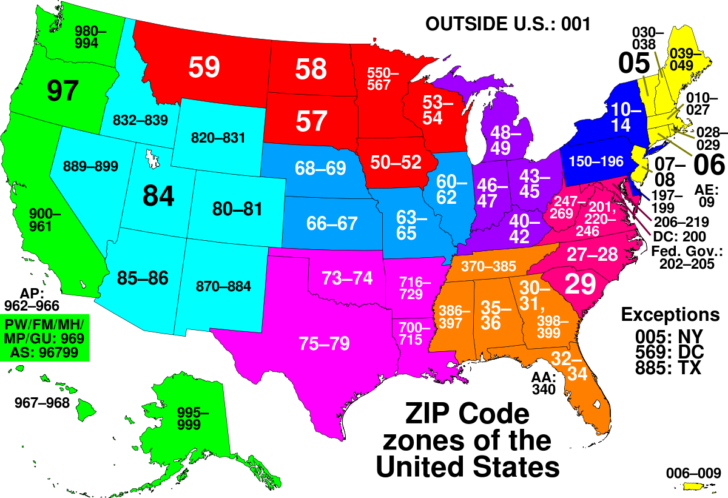 Map Of Zip Codes USA