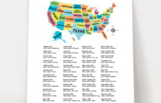 18X24” United States Map With Capitals For Kids - Educational in Usa Printable Map With States And Capitals