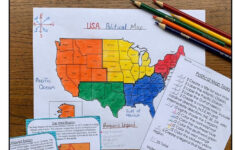 5 Regions Of The United States Matching Vocabulary Map Skills throughout USA Map with Compass Rose and Legend Printable